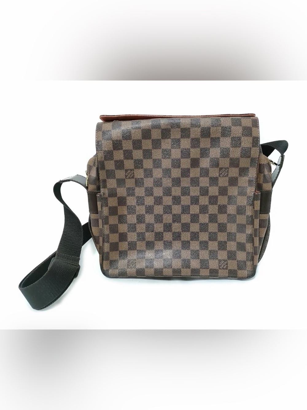 Louis Vuitton Brown Damier Ebene Messenger Bag with Black Strap